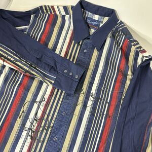 Vintage Wrangler Shirt Men's Large Multicolor Pearl Snap Western Cowboy Bull AOP